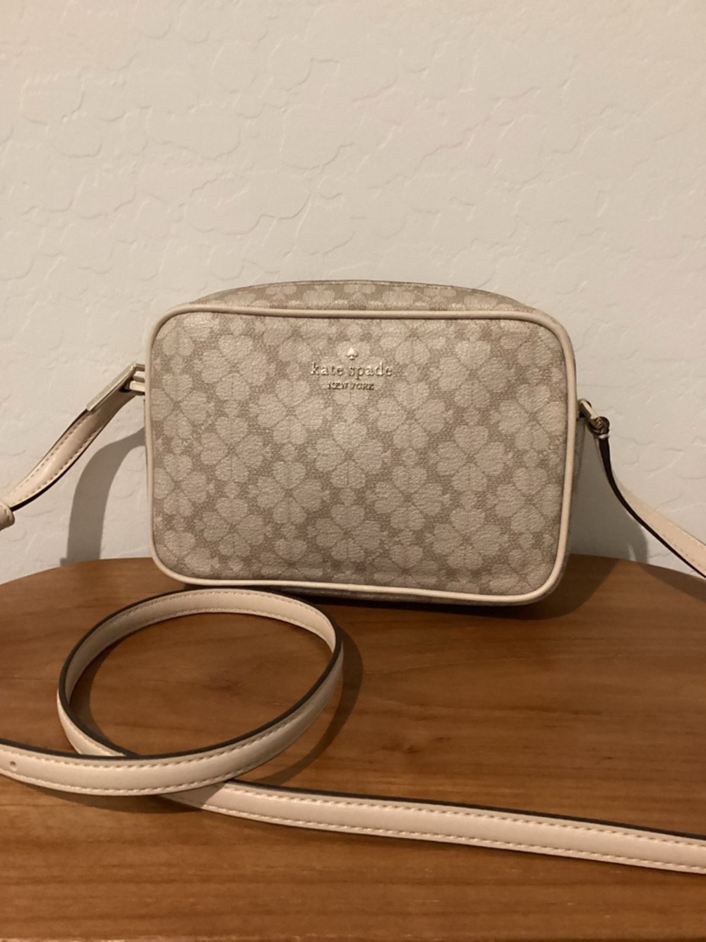 kate spade Cream and Neutral Monogram Crossbody Camera Bag
